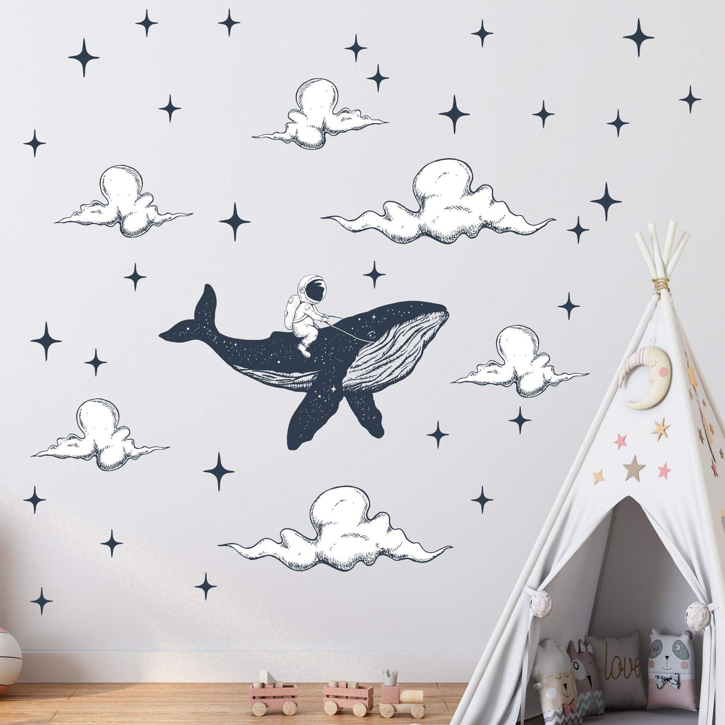 Astronaut Whale Wall Decals