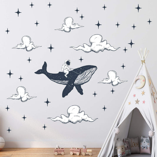 Astronaut Whale Wall Decals