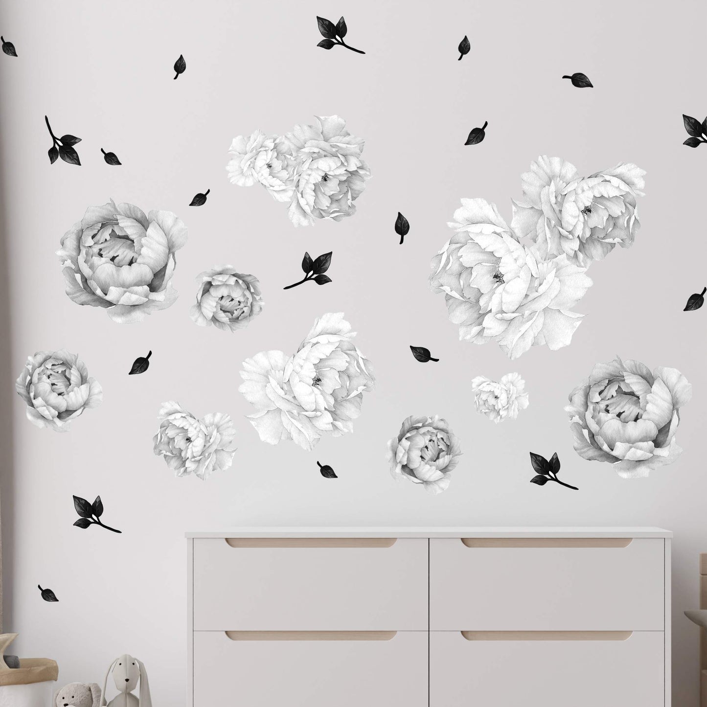 Peony black and white Wall Decals 2.0