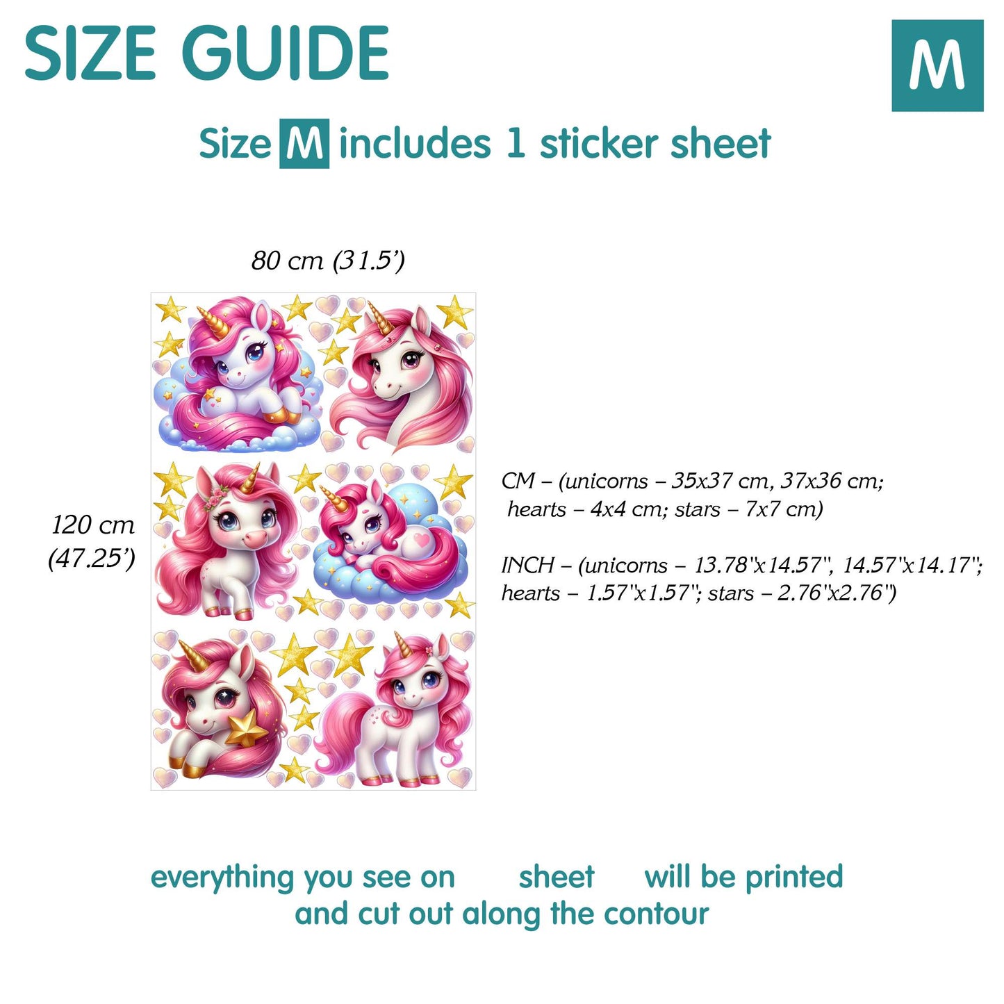 Unicorns Wall Decals 2.23