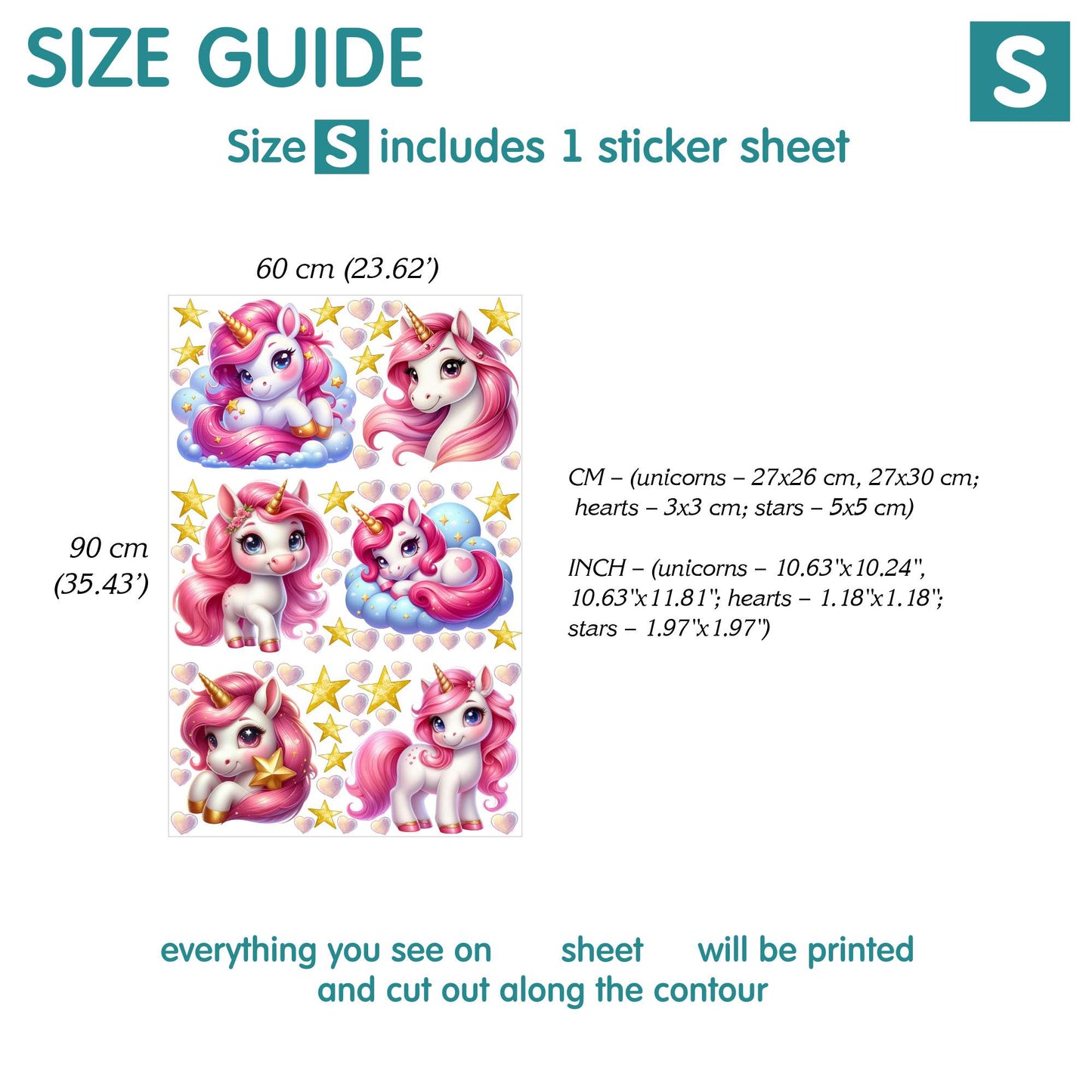 Unicorns Wall Decals 2.23
