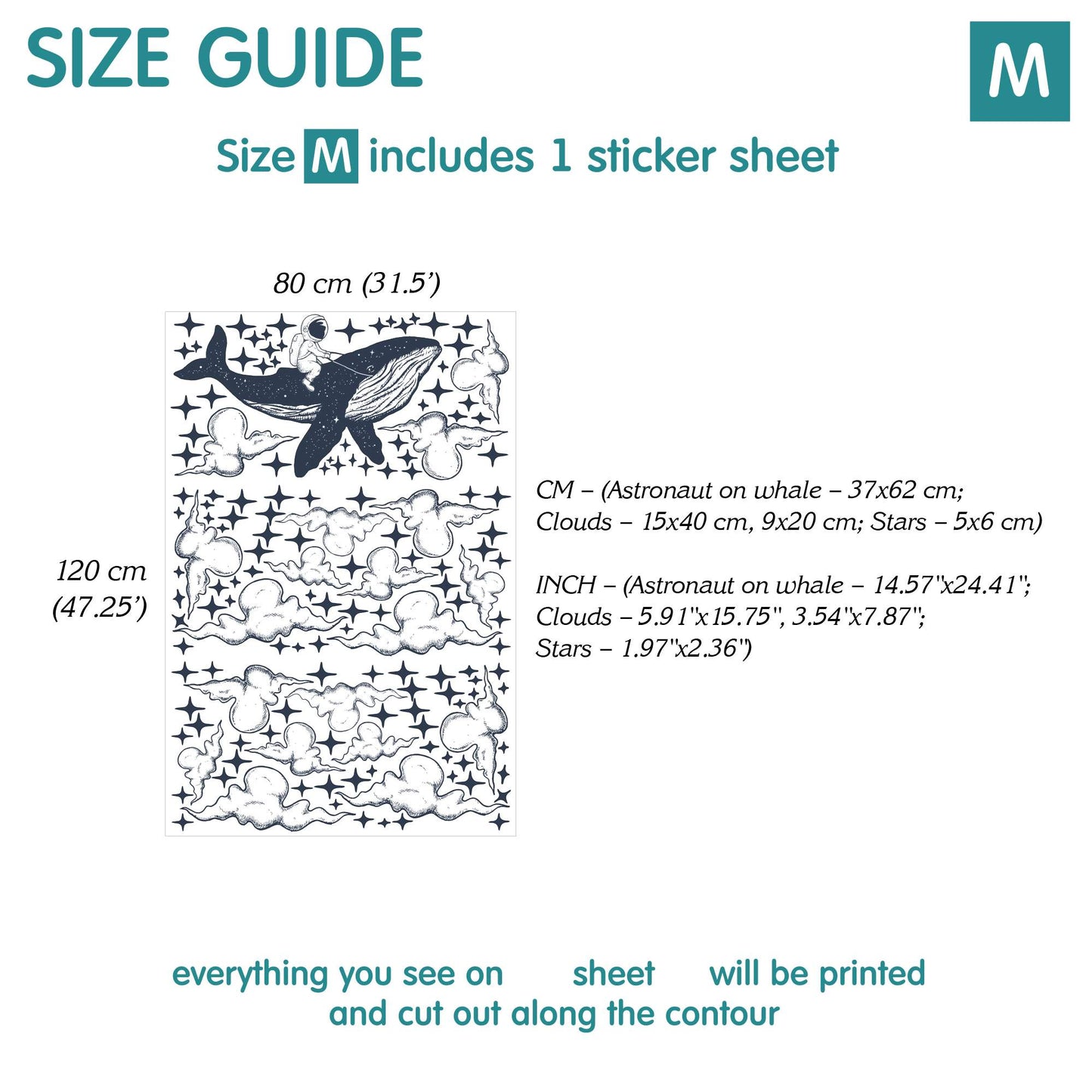 Astronaut Whale Wall Decals