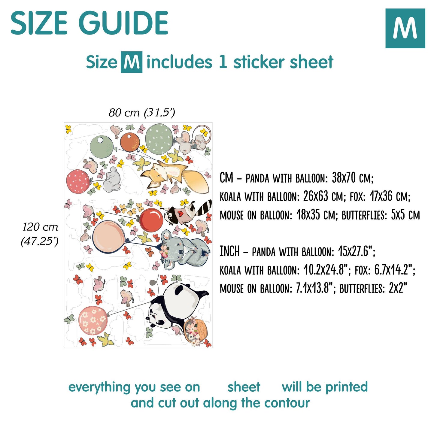 Animal with Balloons Wall Decals