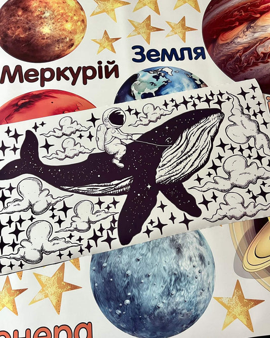 Astronaut Whale Wall Decals