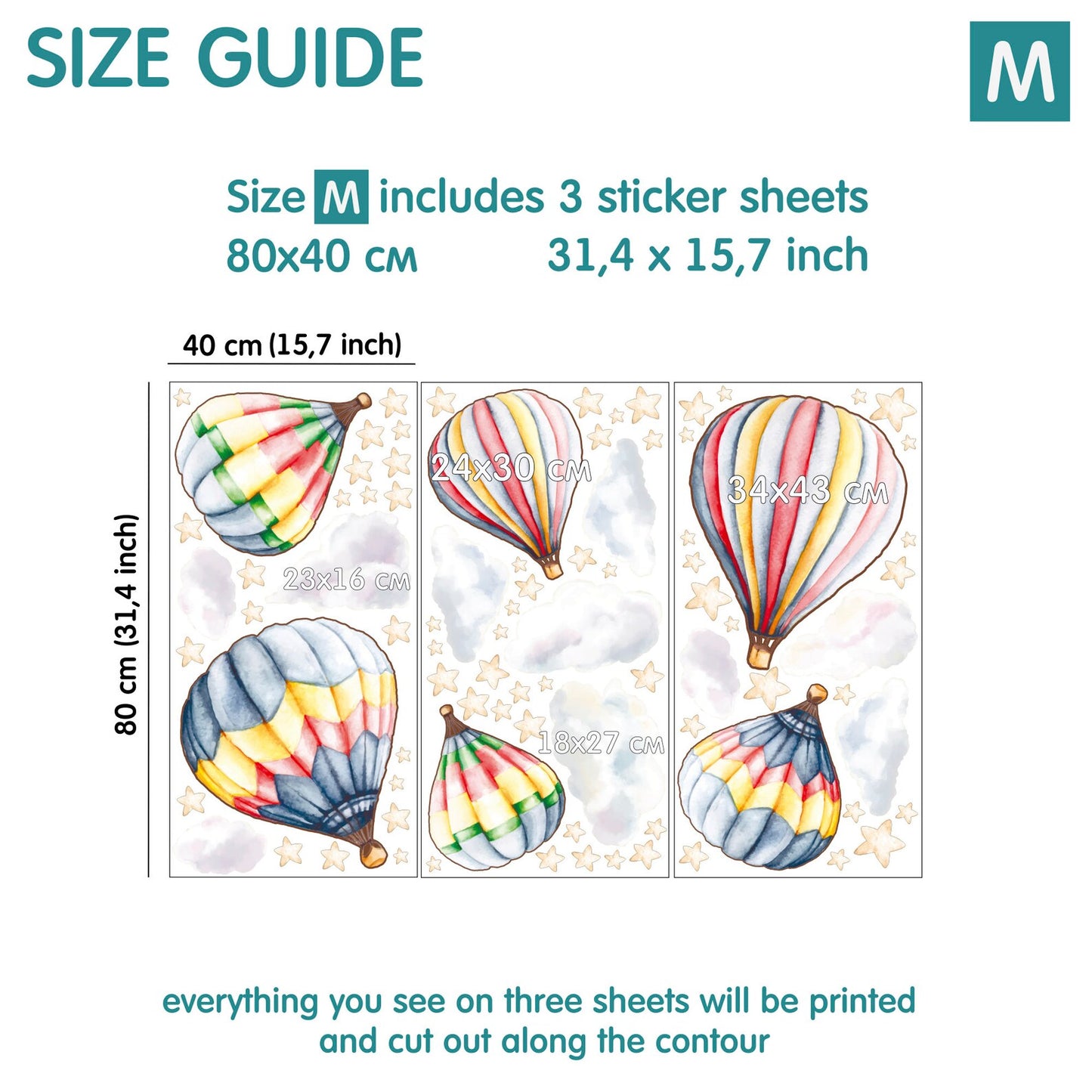 Hot Air Balloon Wall Decals 2.12