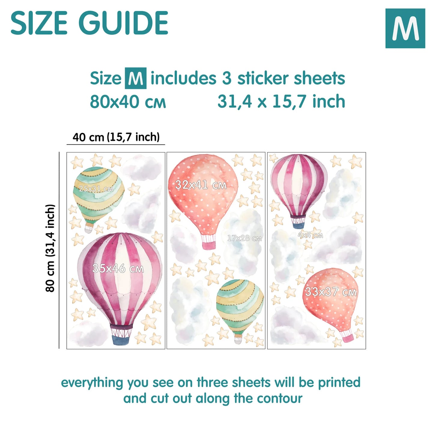 Hot Air Balloon Wall Decals 5.12