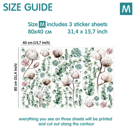 Cotton and Eucalyptus Wall Decals