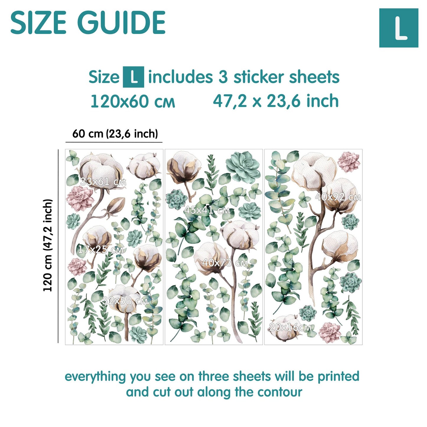 Cotton and Eucalyptus Wall Decals