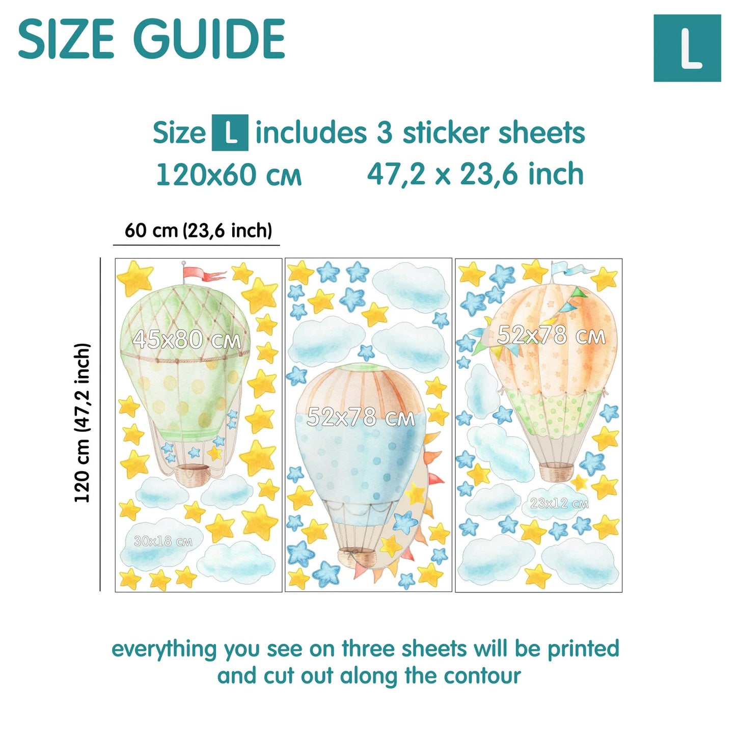 Hot air balloon Wall Decals 1.14