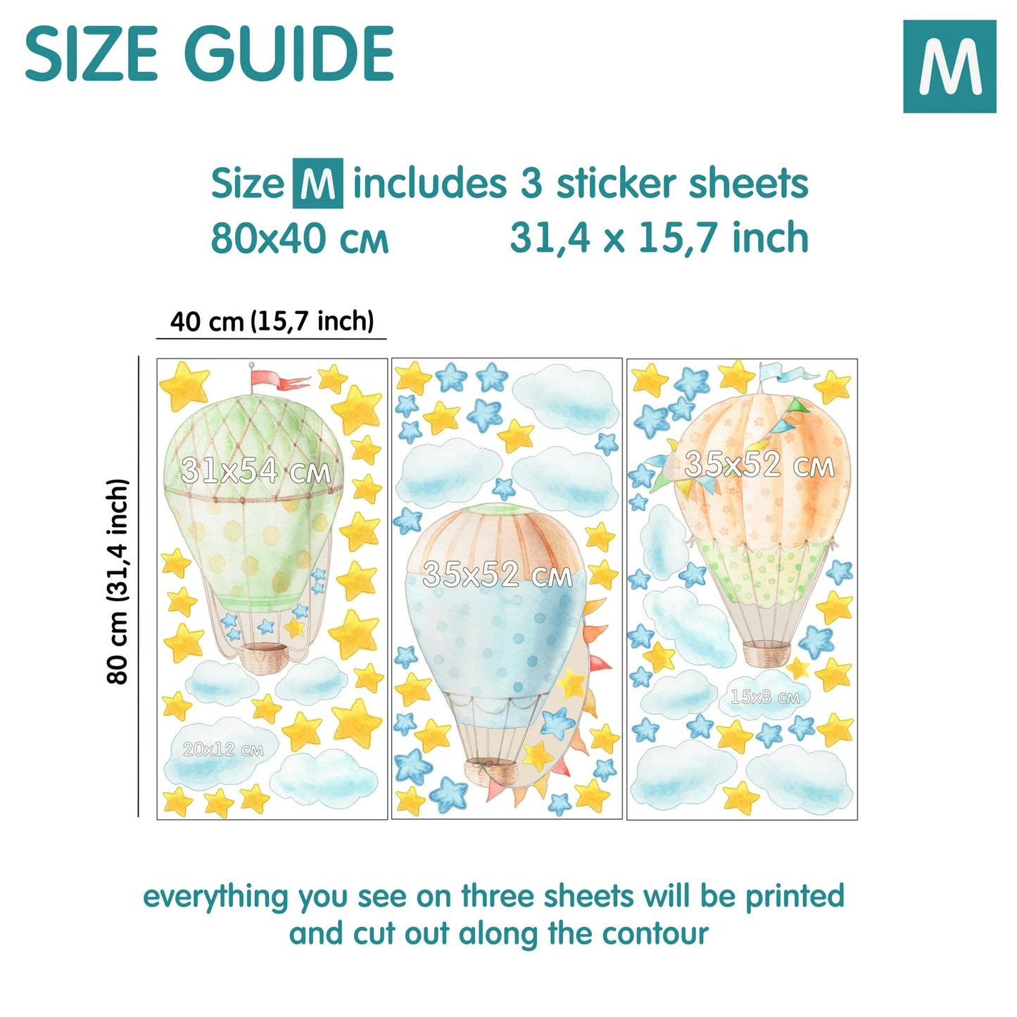 Hot air balloon Wall Decals 1.14