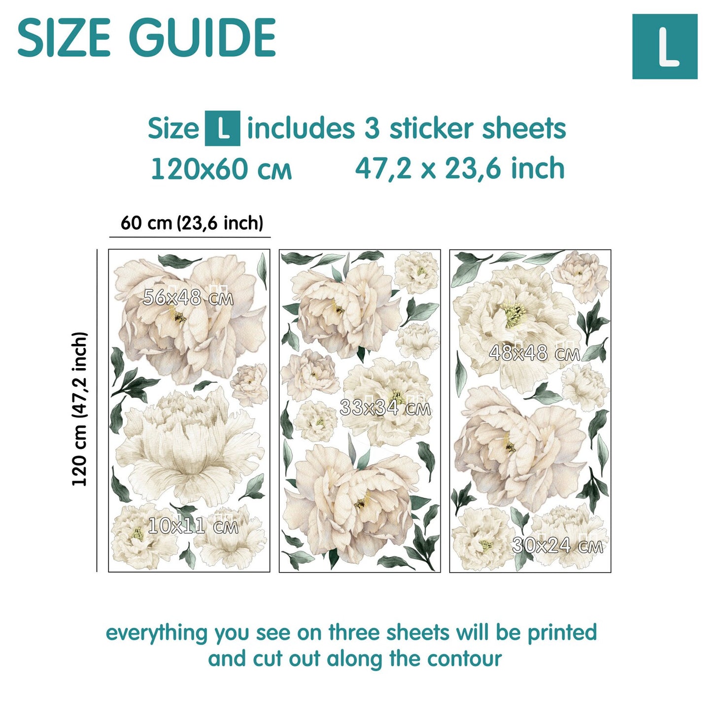 Peony Wall Decals 6.4