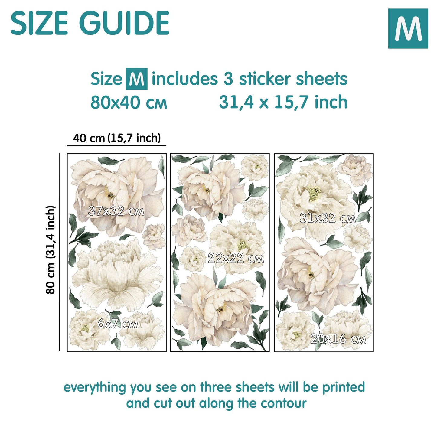 Peony Wall Decals 6.4