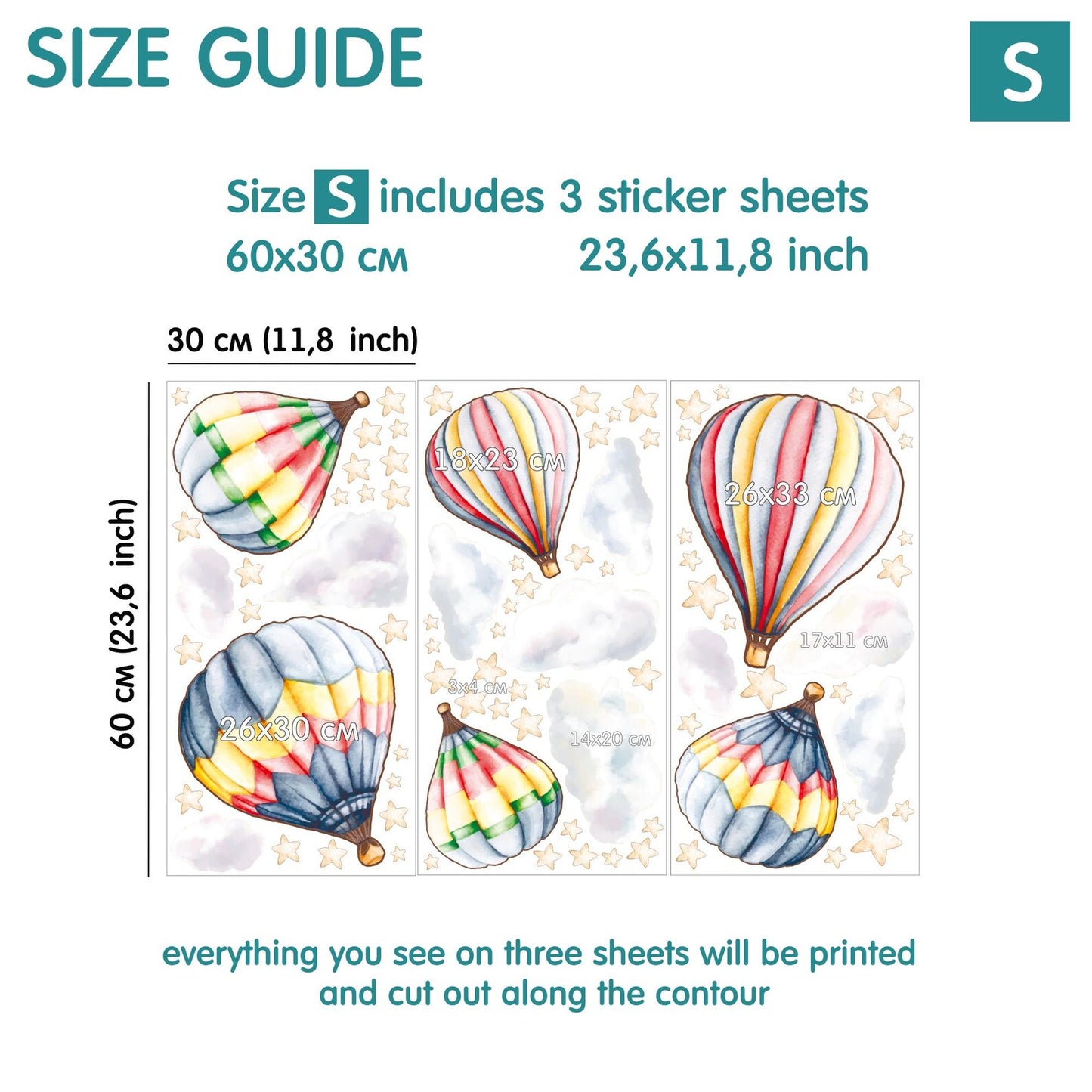Hot Air Balloon Wall Decals 2.12