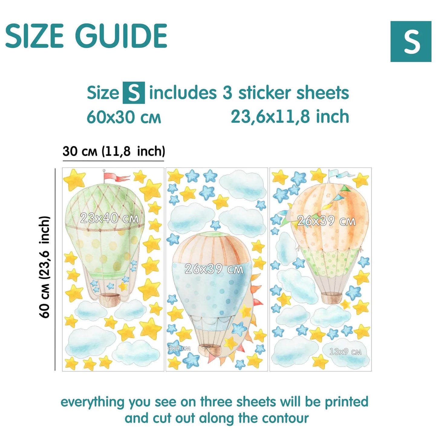Hot air balloon Wall Decals 1.14