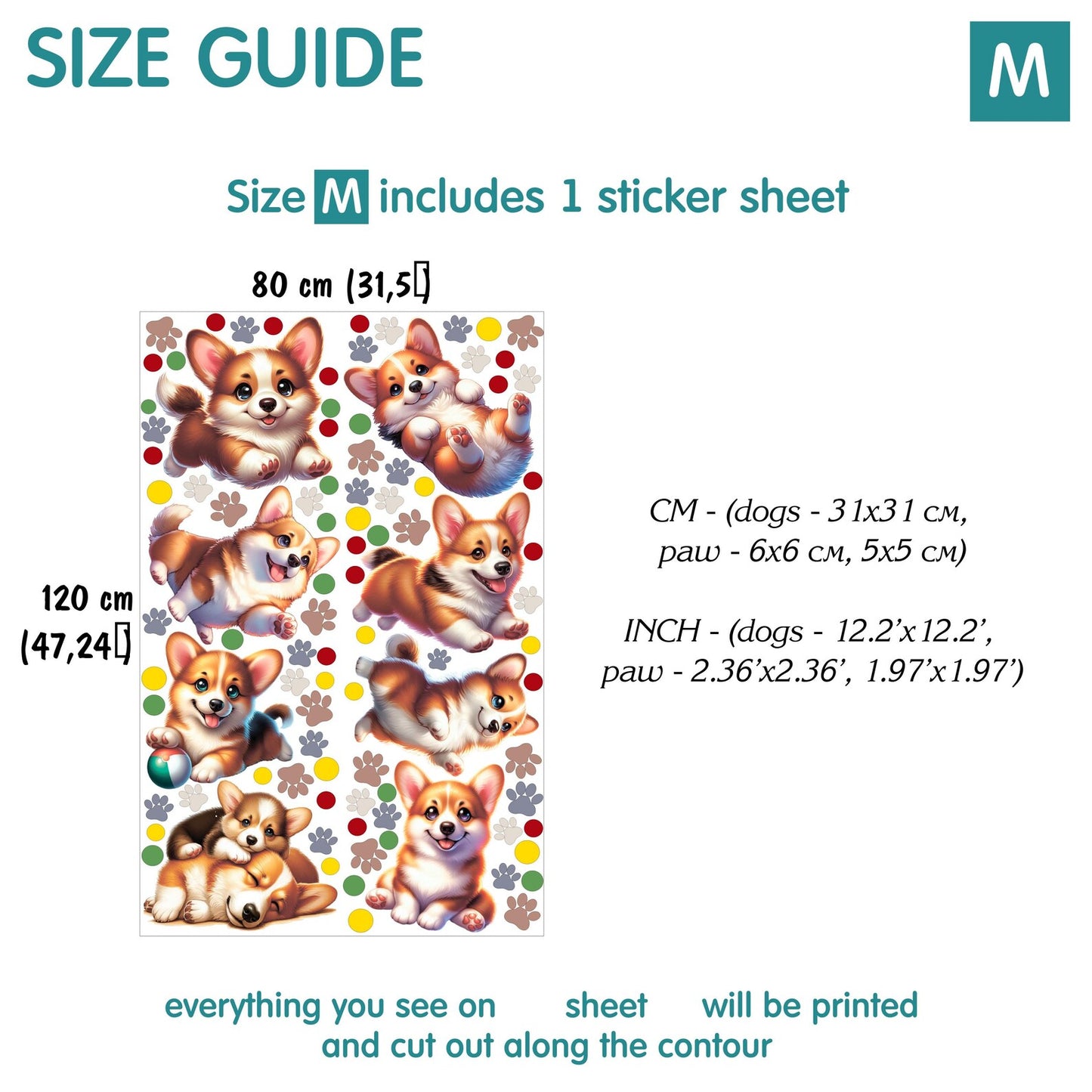 Corgi Dogs Wall Decals 9.9