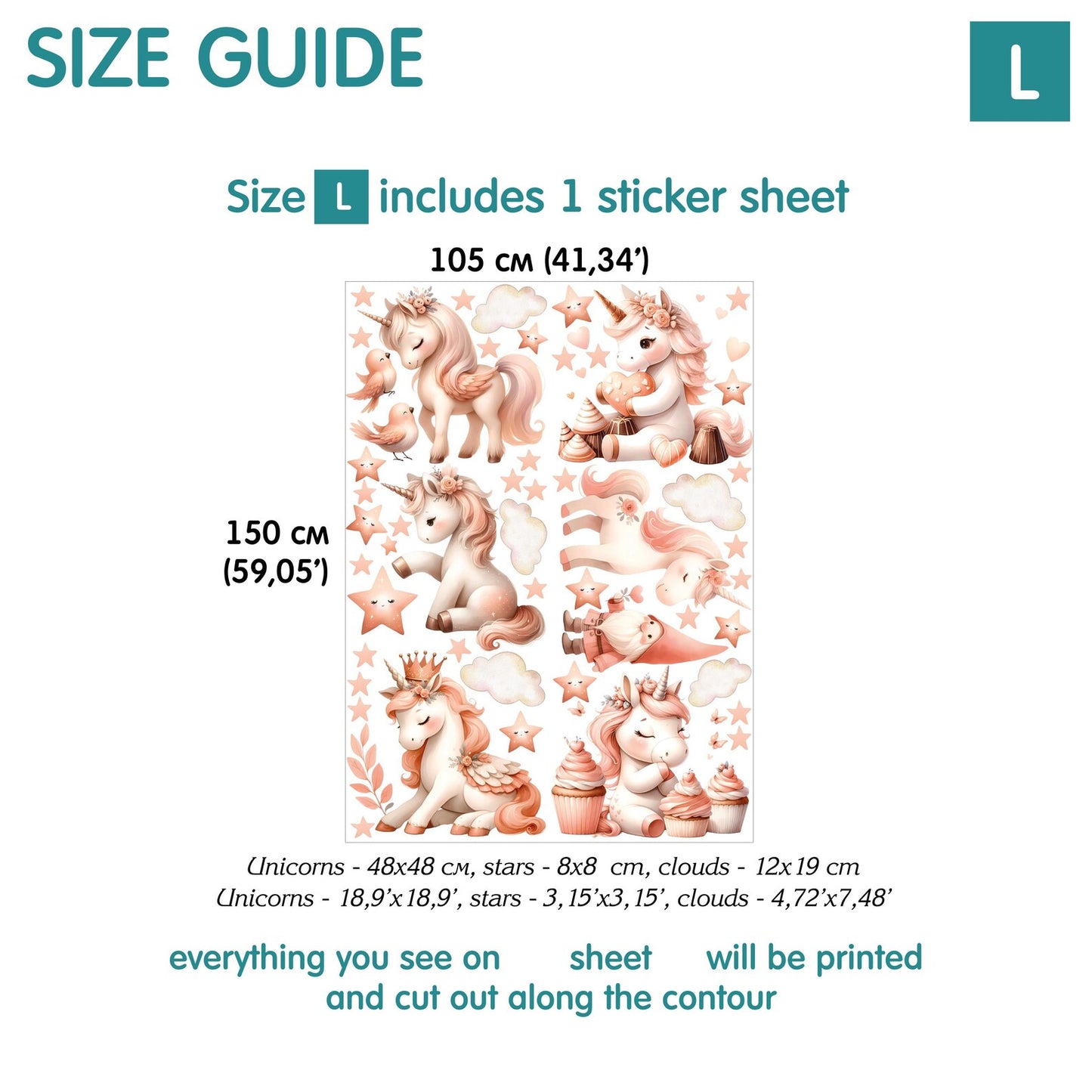 Unicorns Wall Decals 7.1