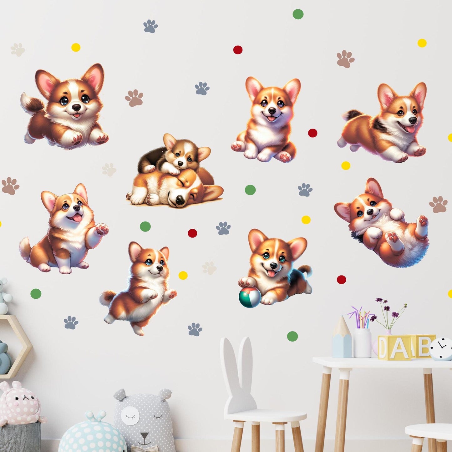 Corgi Dogs Wall Decals 9.9