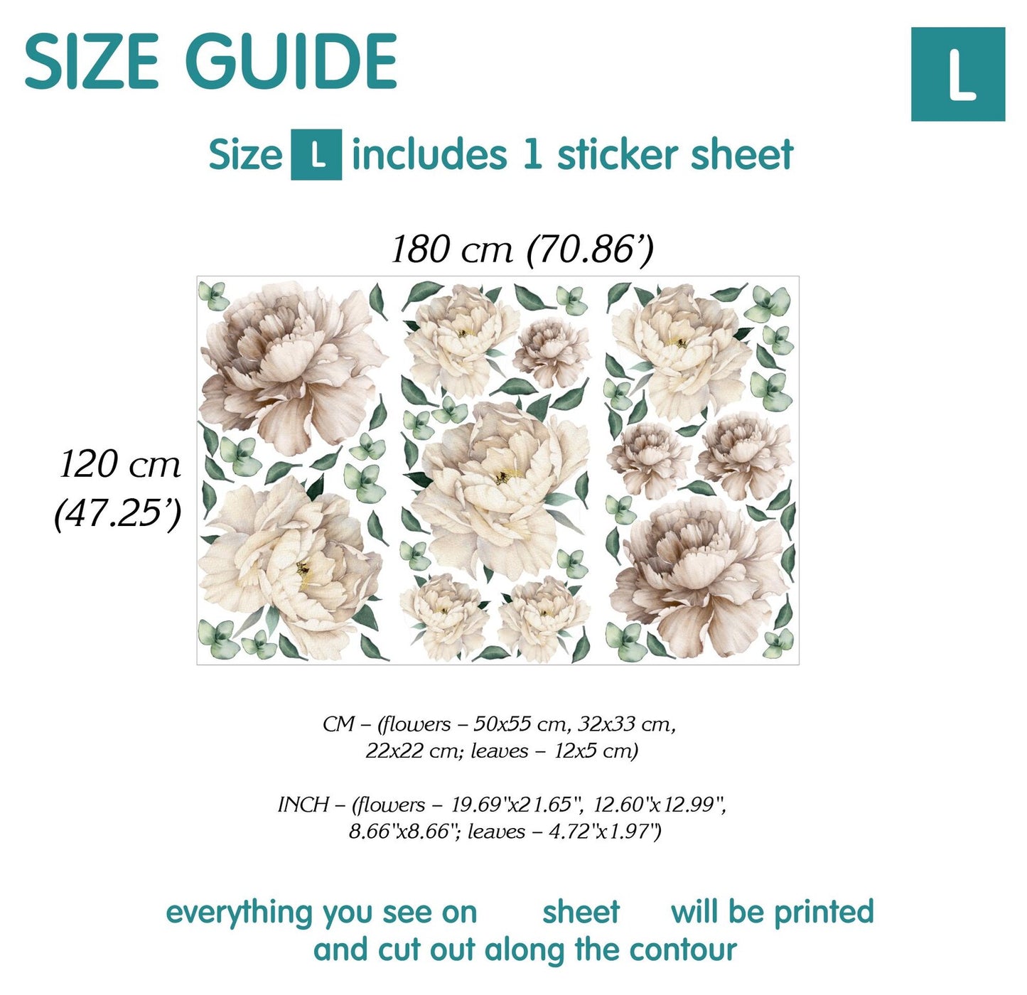 White Peony wall stickers