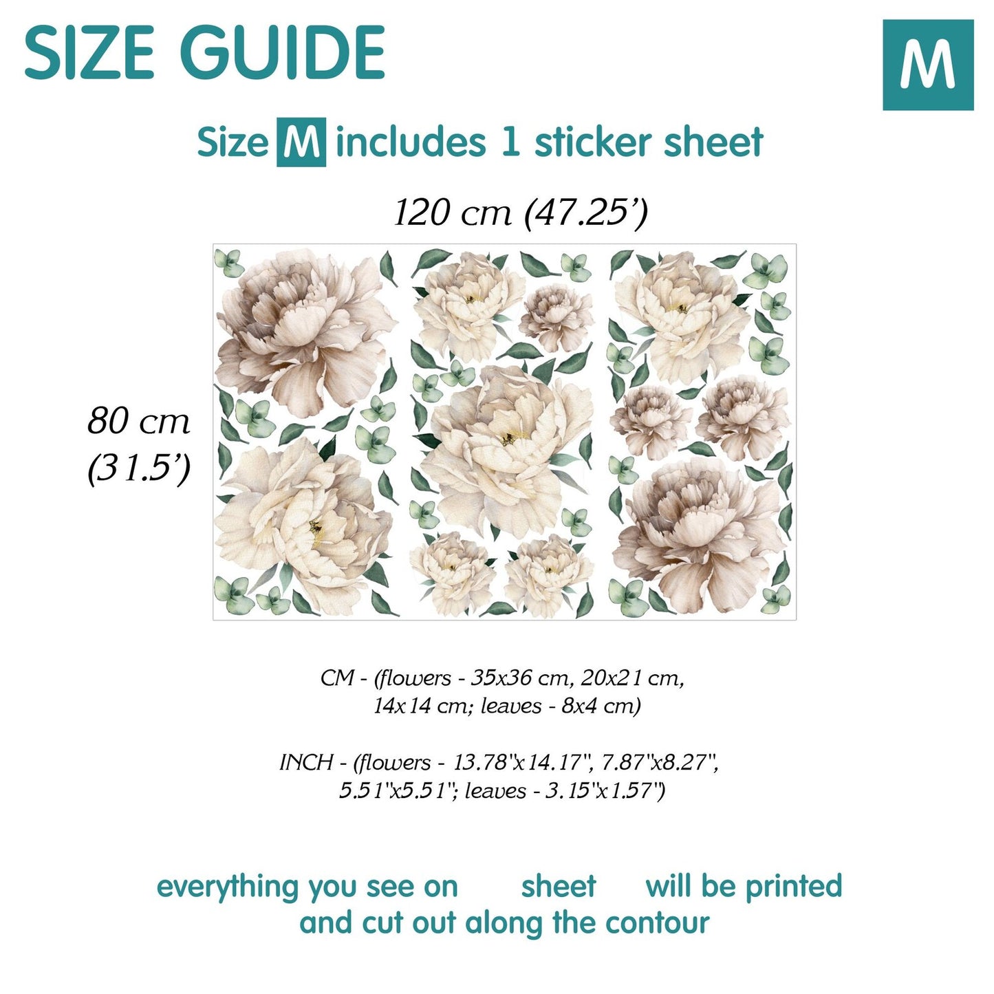White Peony wall stickers