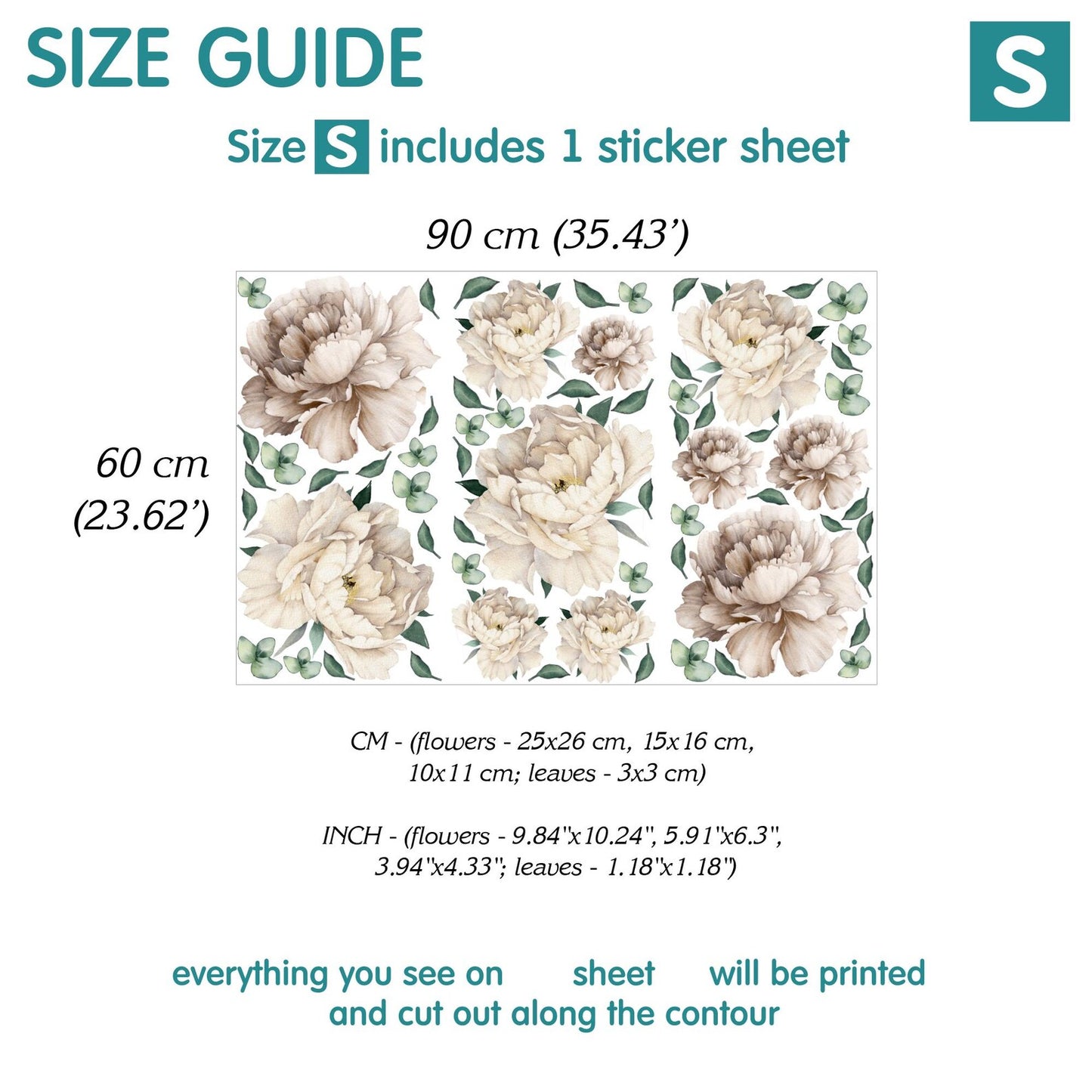 White Peony wall stickers