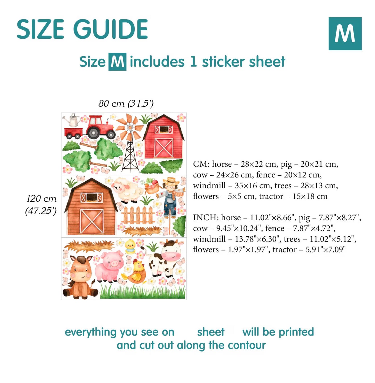 Farm Animal Wall Decals 2.11