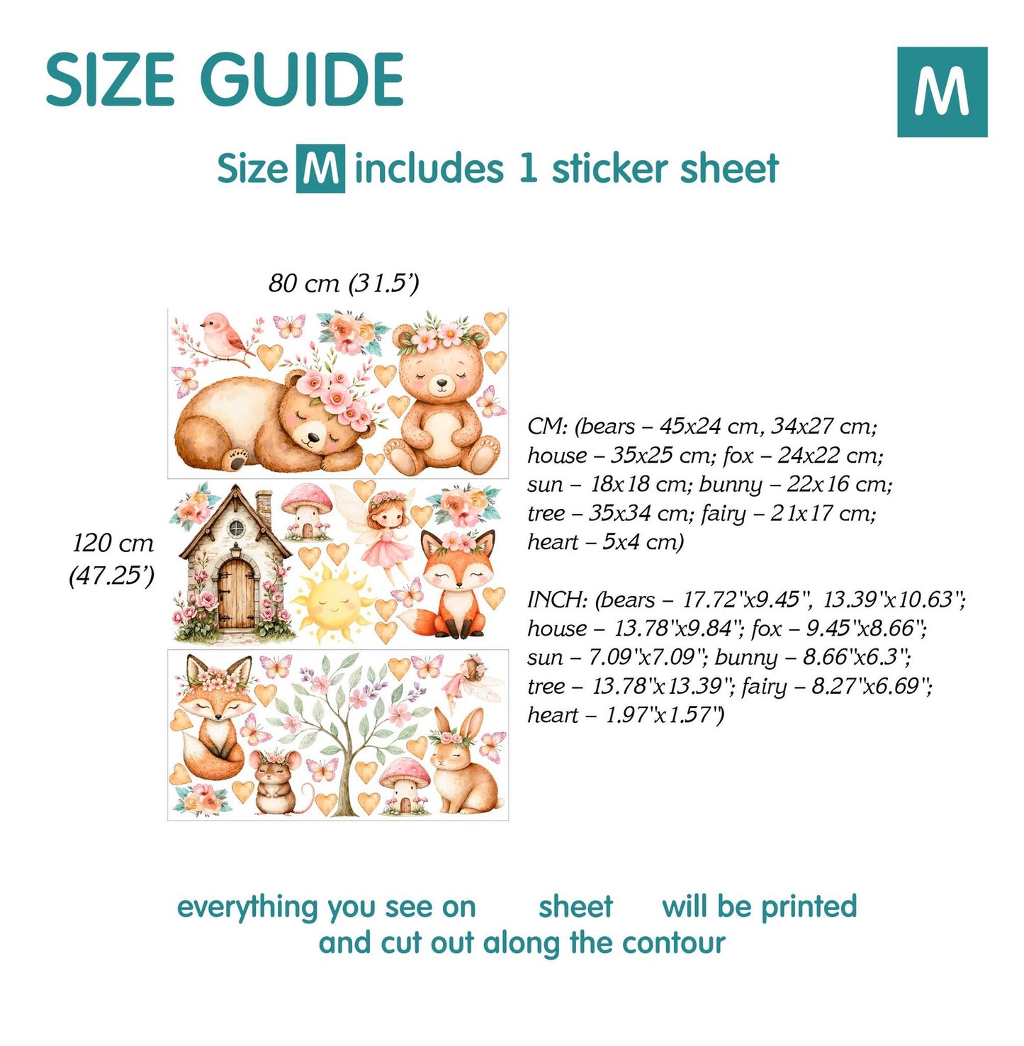 Woodland Animal Wall Decals 5.65