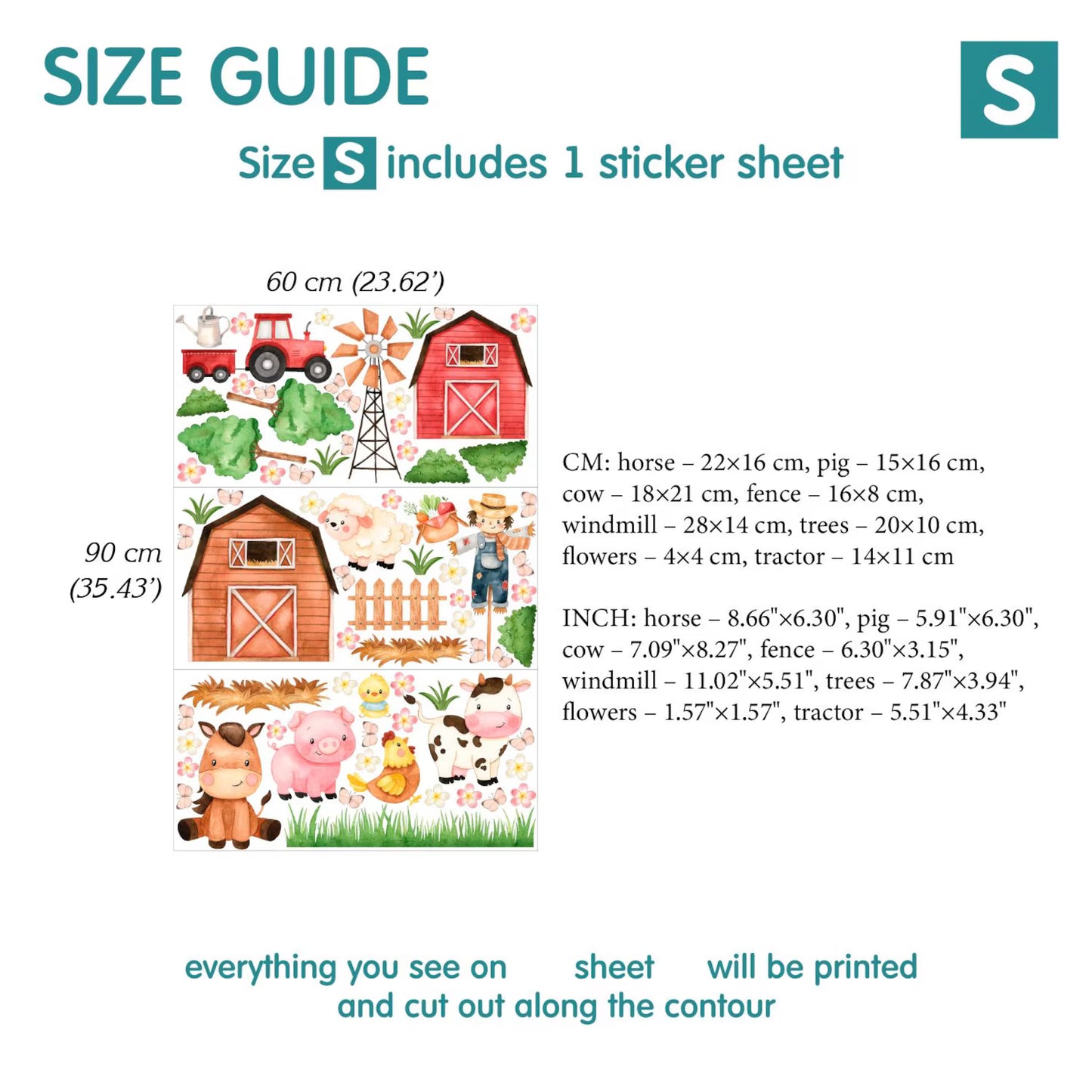 Farm Animal Wall Decals 2.11