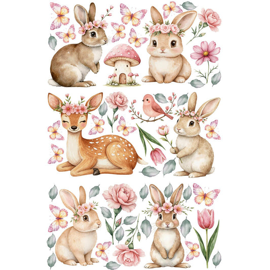 Floral Bunny Wall Decals