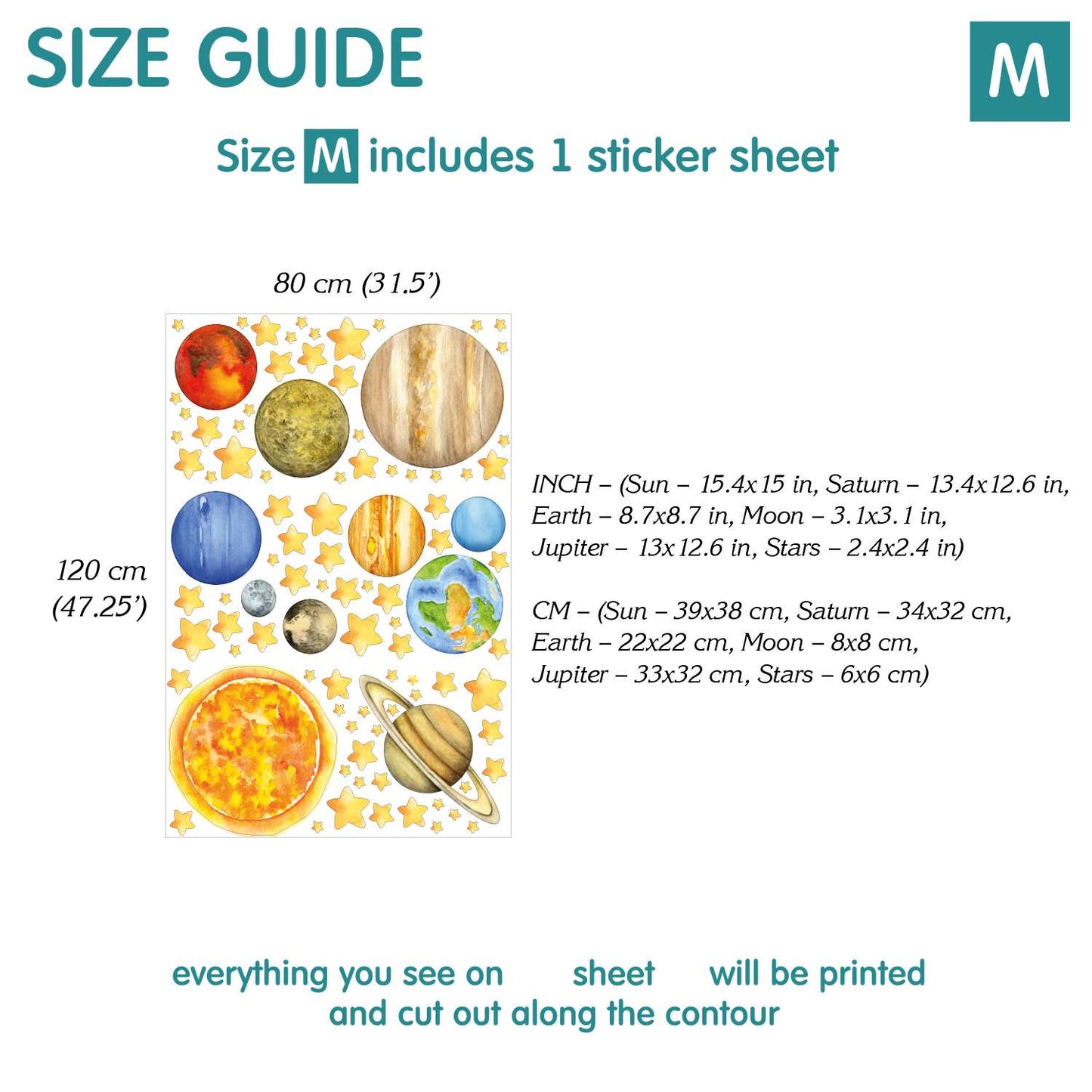 Planets Wall Decals 4.6