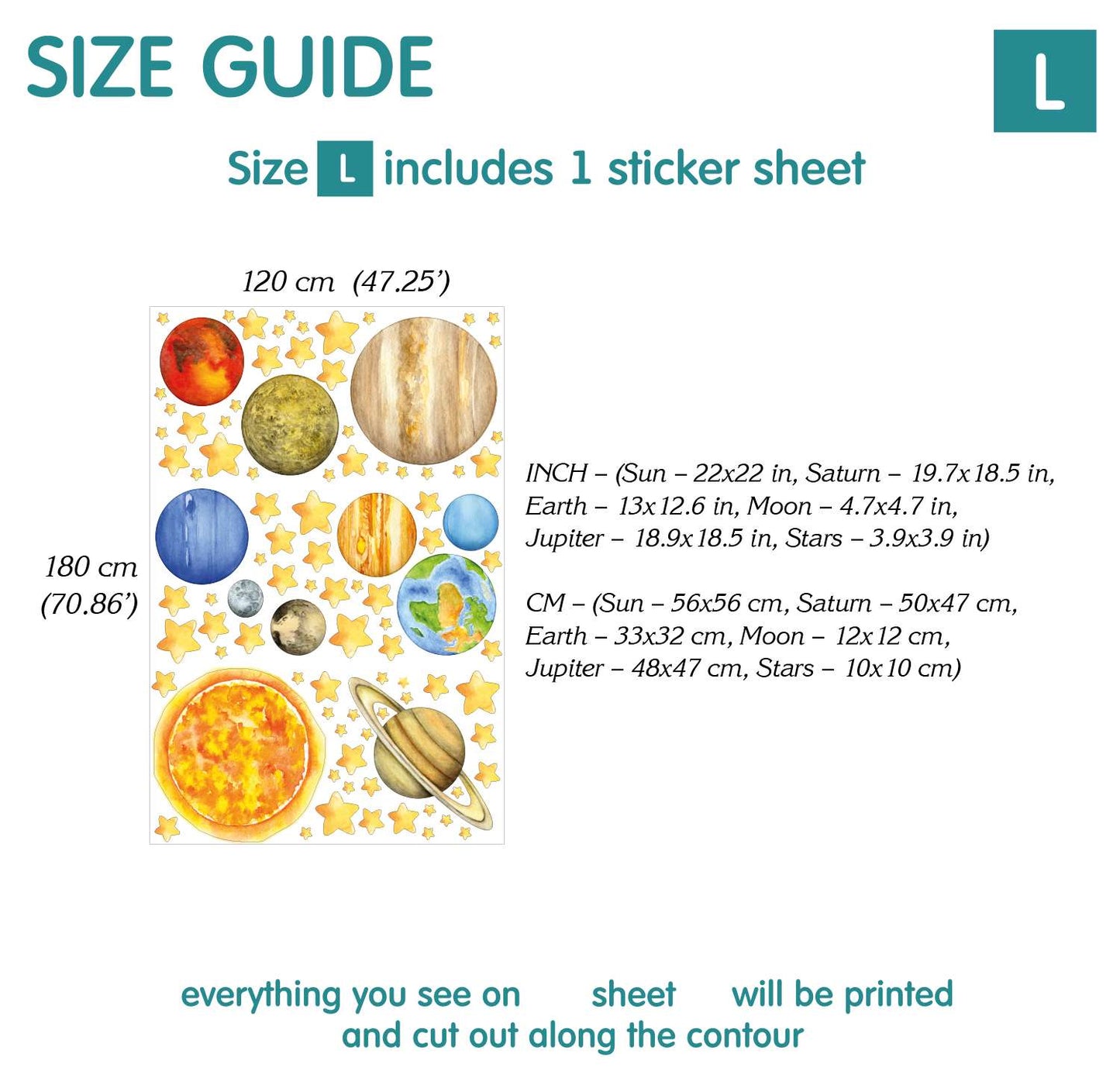 Planets Wall Decals 4.6
