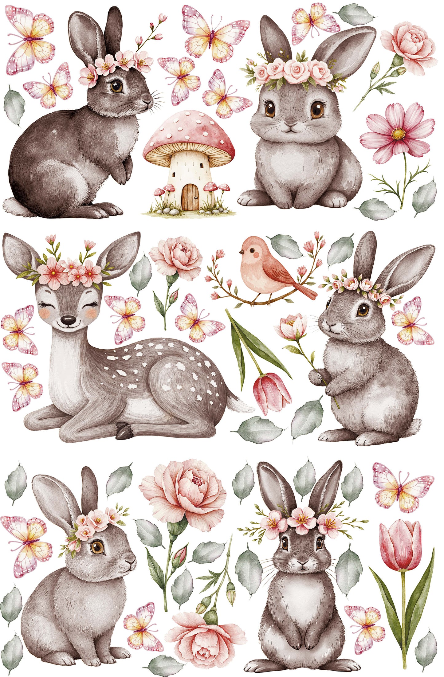 Gray Bunny Wall Decals 1.2