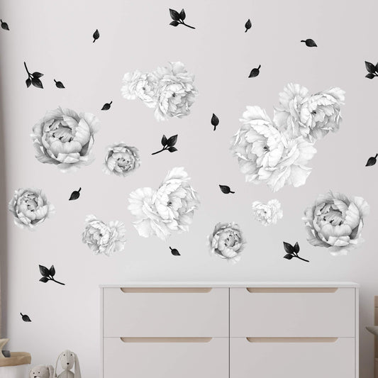 Peony black and white Wall Decals 2.0
