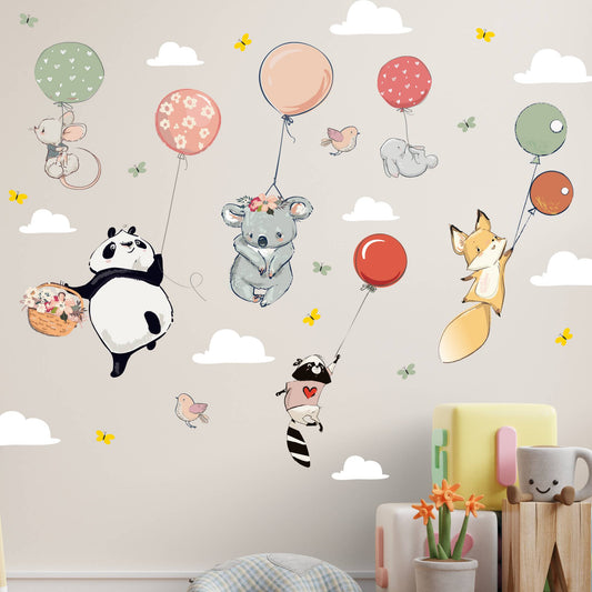 Animal with Balloons Wall Decals
