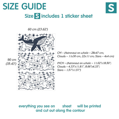 Astronaut Whale Wall Decals