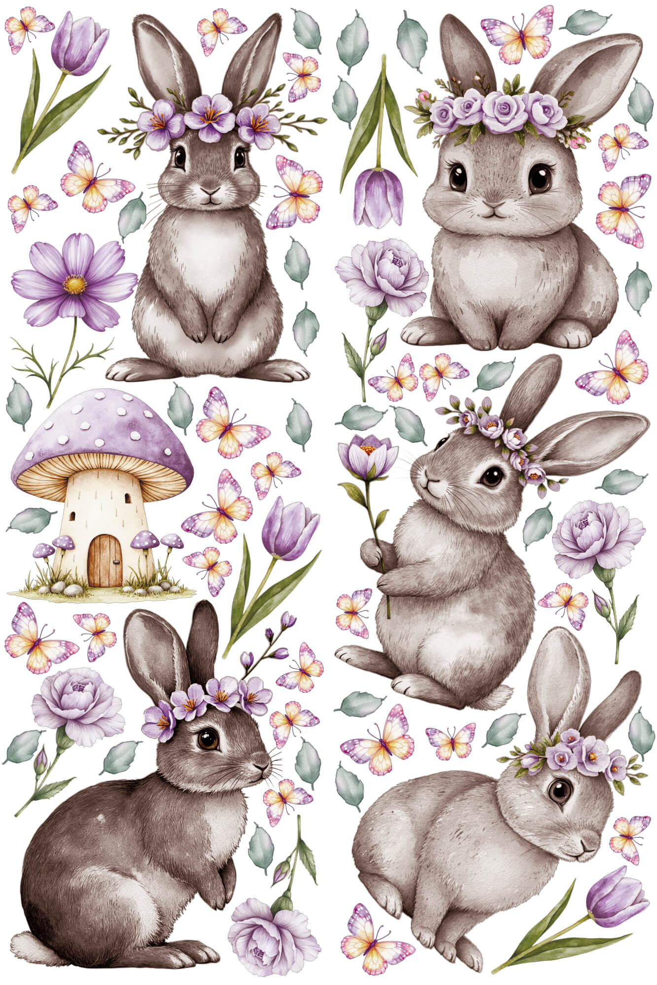 Gray Bunny Wall Decals 1.1
