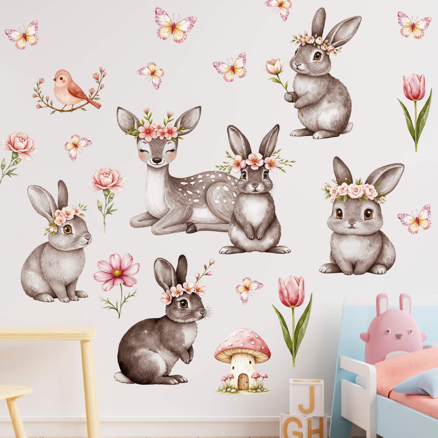 Gray Bunny Wall Decals 1.2