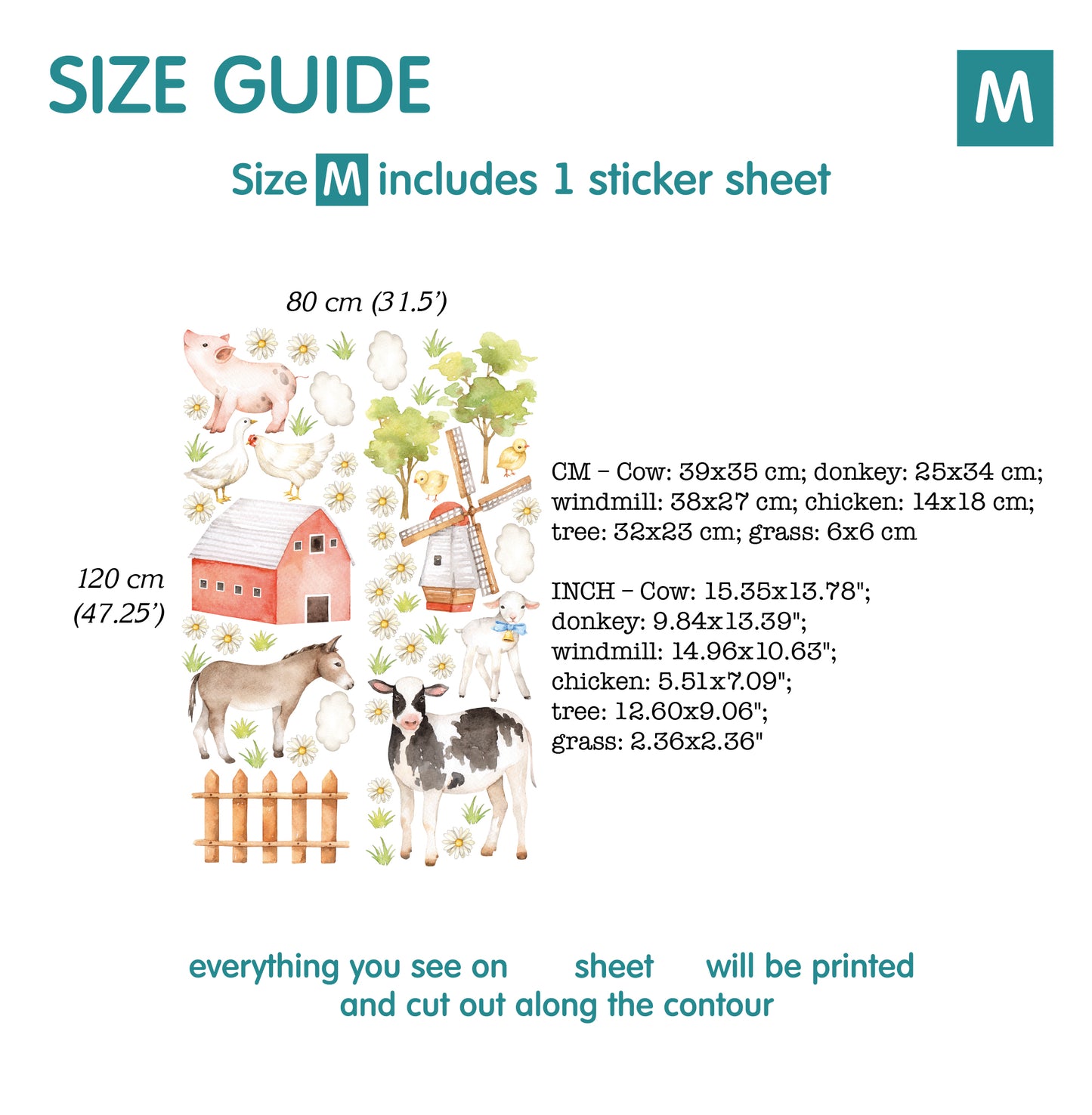 Farm Animal Wall Decals 4.11