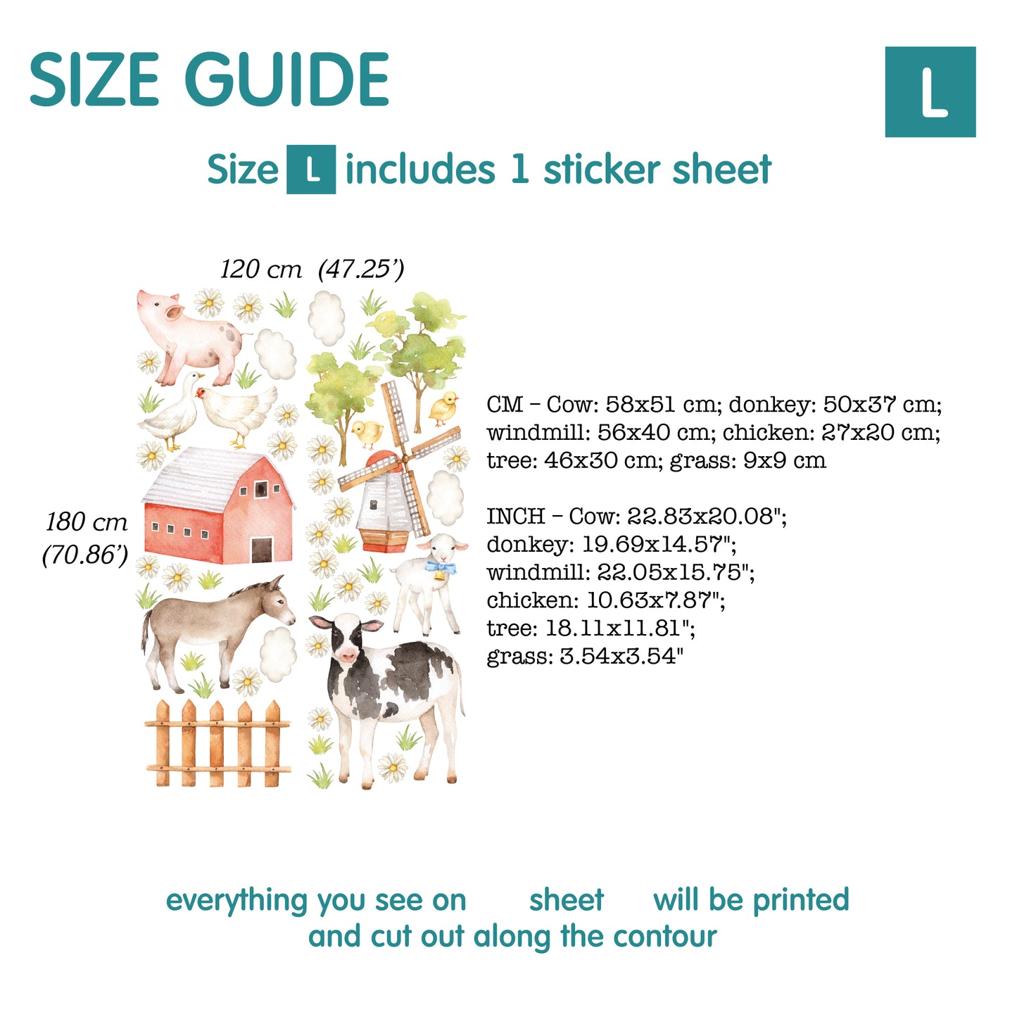 Farm Animal Wall Decals 4.11
