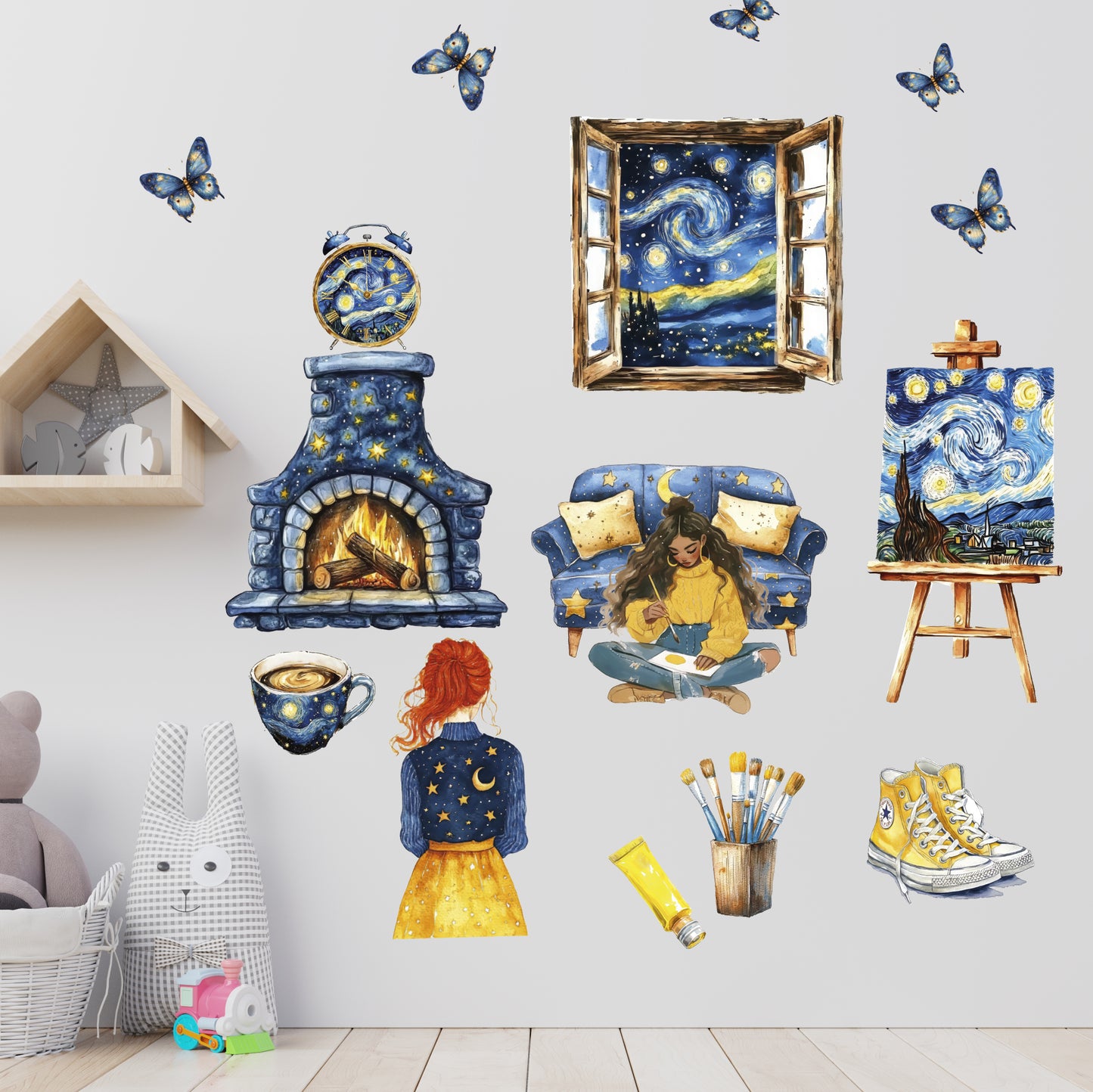 Girl Painting Wall Decals