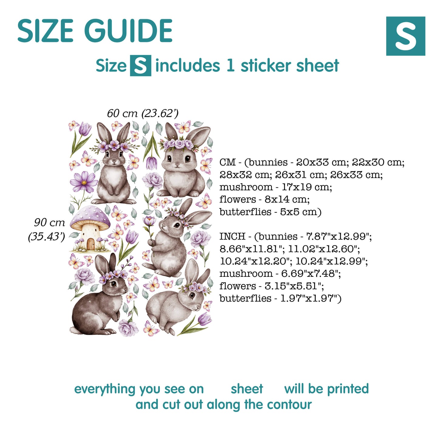 Gray Bunny Wall Decals 1.1
