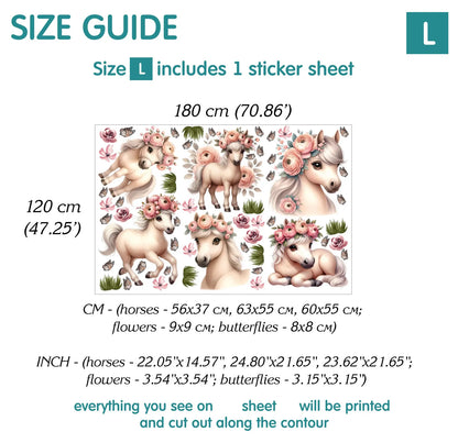 Horses with Roses Wall Decals