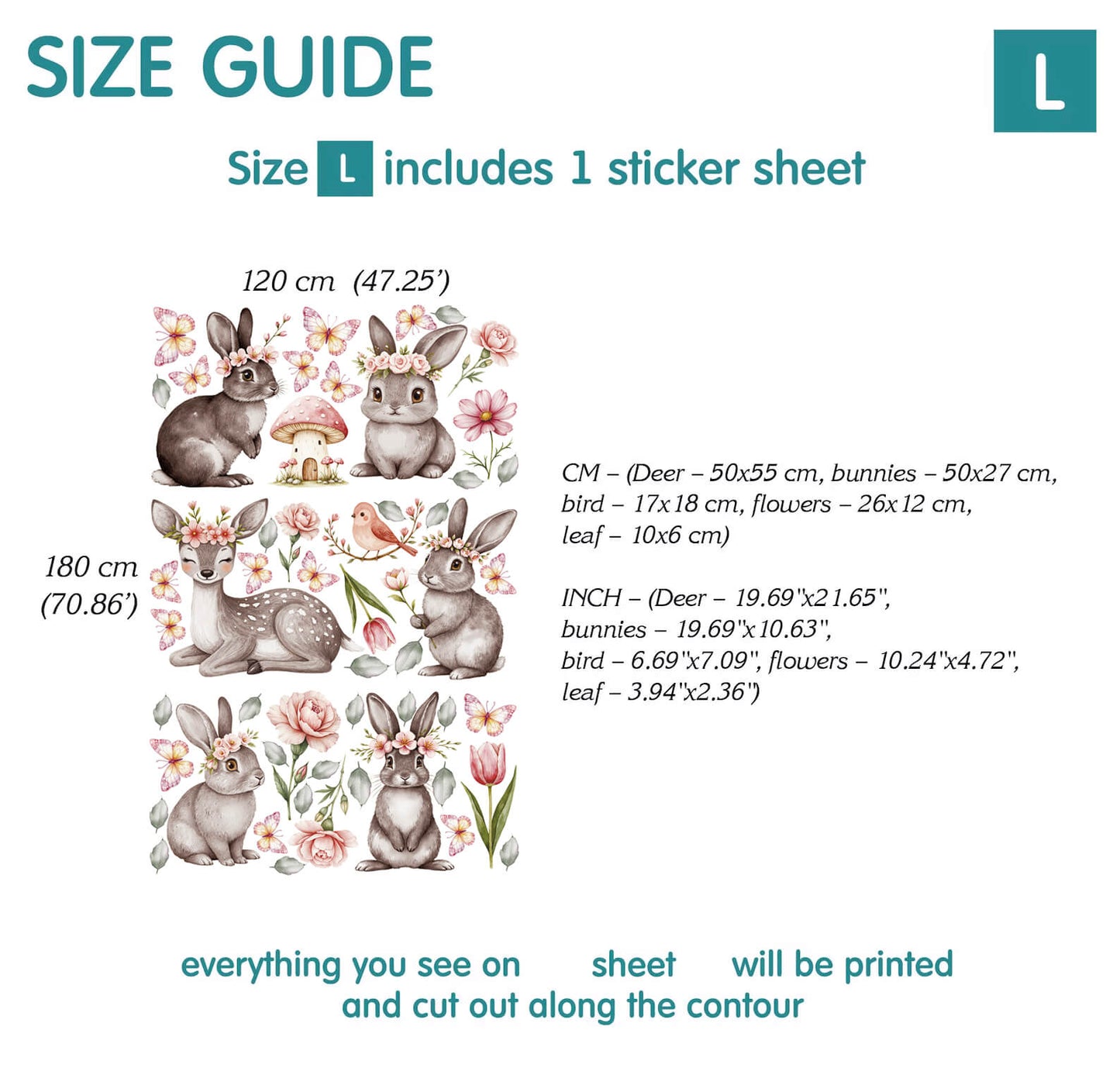 Gray Bunny Wall Decals 1.2