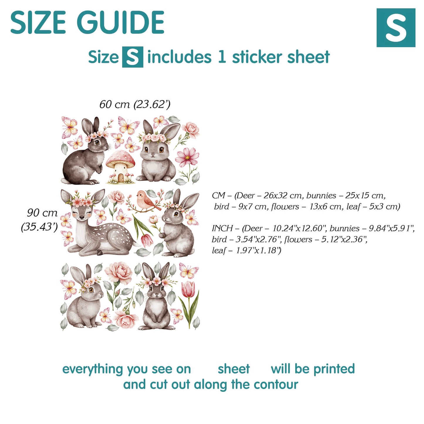 Gray Bunny Wall Decals 1.2