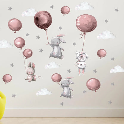 Bunnies Flying Wall Decals