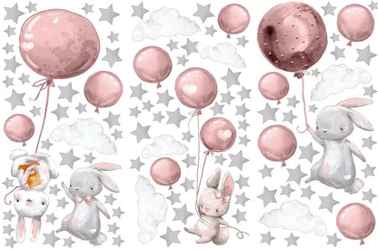 Bunnies Flying Wall Decals