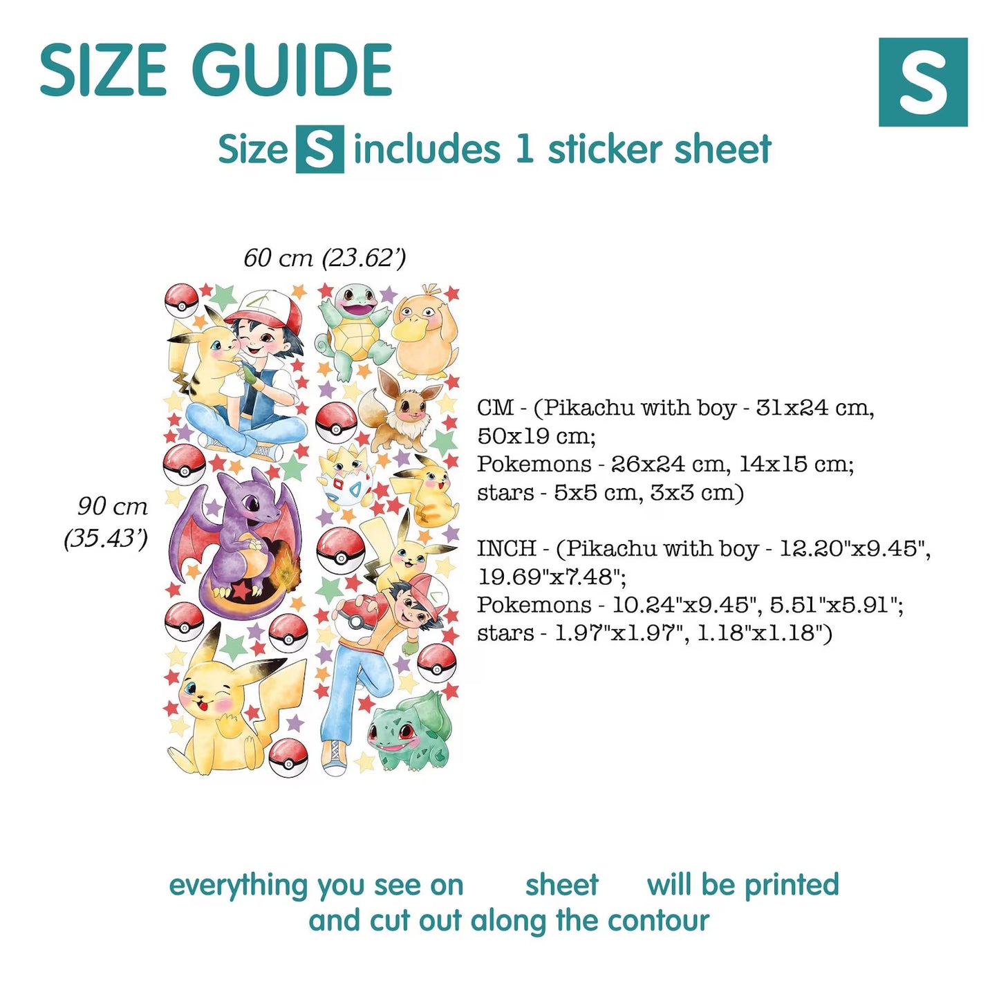 pikachu Wall Decal 11.77