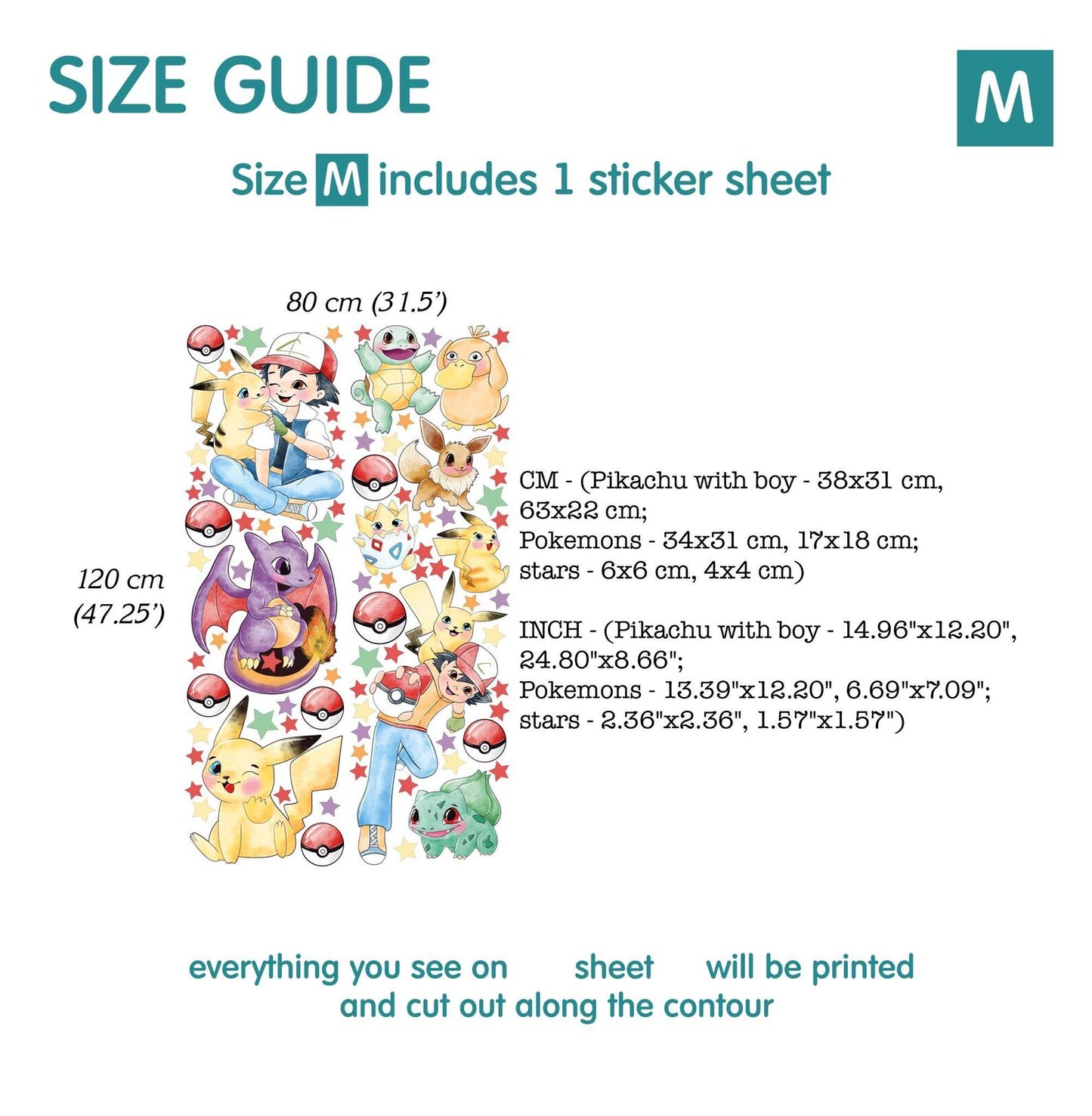 pikachu Wall Decal 11.77