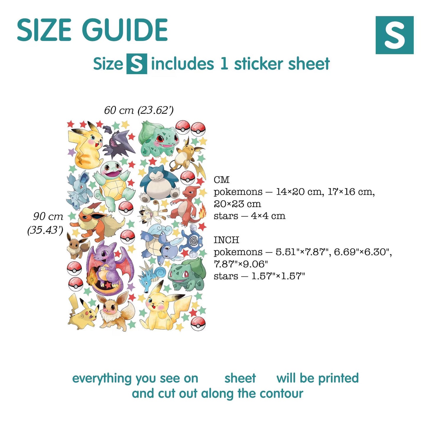 pikachu Wall Decal 11.75
