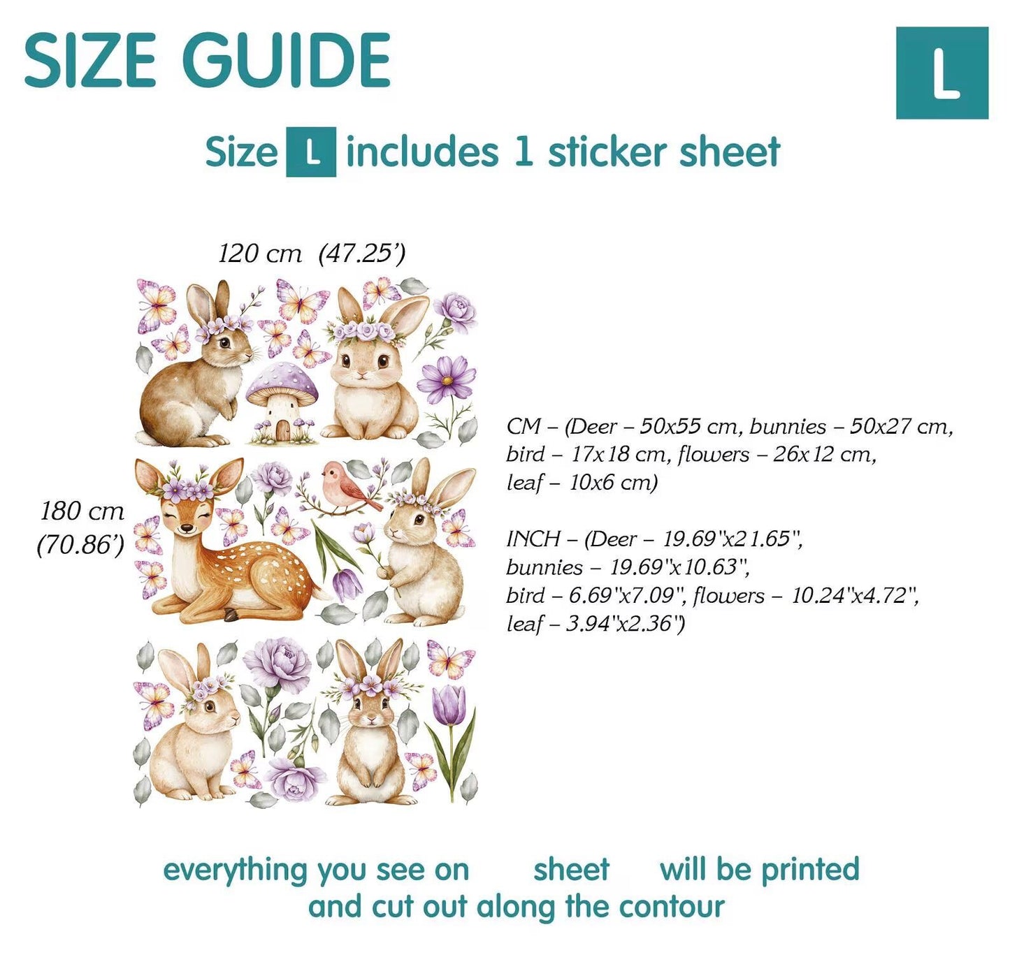 Floral Bunny Wall Decals 5.11