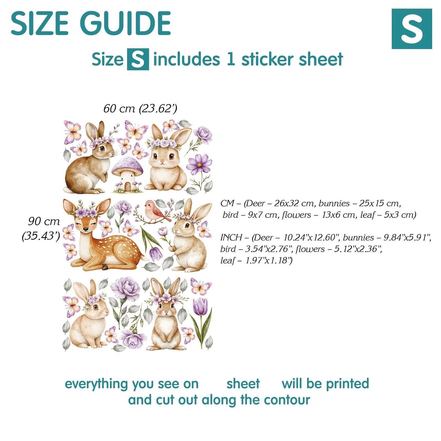 Floral Bunny Wall Decals 5.11